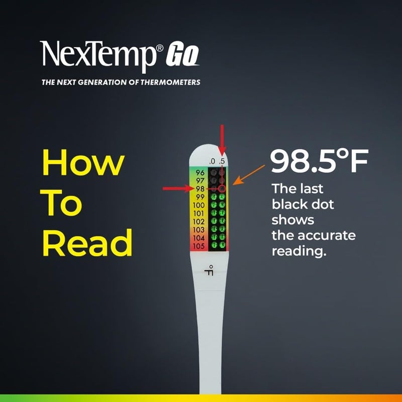NEXTEMP ® Go - Ready When You are - Single-Use Disposable Thermometers - Results in Seconds, for Work, Home, & Travel (100-Pack (Fahrenheit)) - Image 4